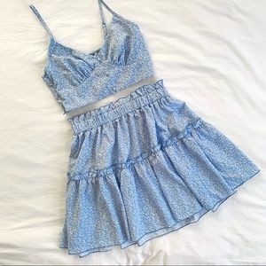 Baby Blue Ditsy Floral Cami & Skirt Set